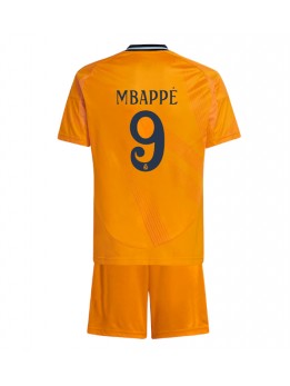 Real Madrid Kylian Mbappe #9 Replika Borta Kläder Barn 2024-25 Kortärmad (+ byxor)